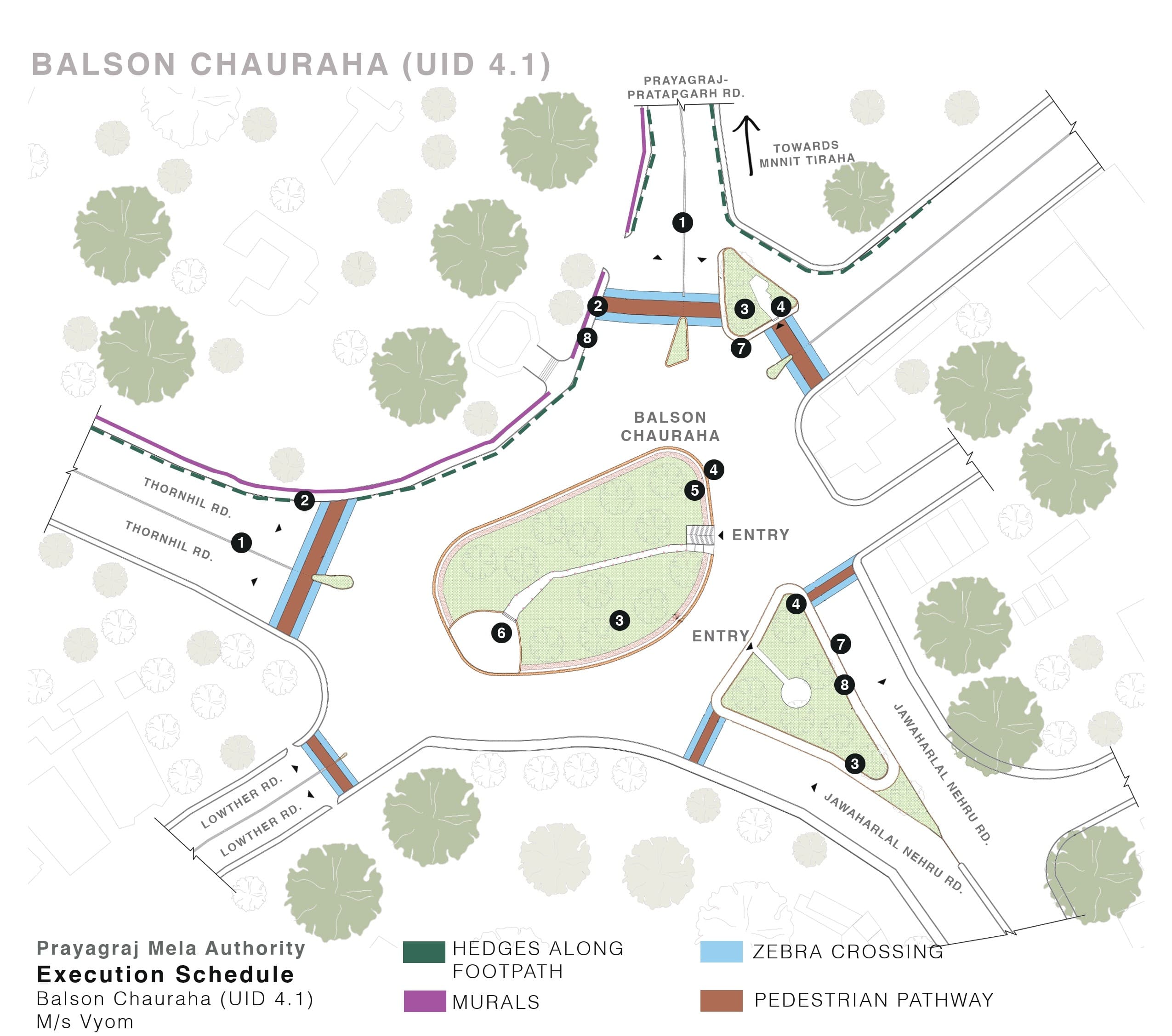 Balson Chauraha design implementation drawing with numbered interventions